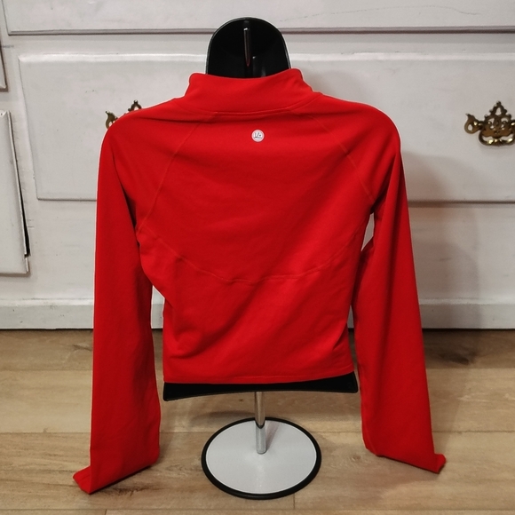 Lycra Queenieke Red Women's LG Long Sleeve Workout Shirt Half Zip Athletic Slim - Picture 6 of 9